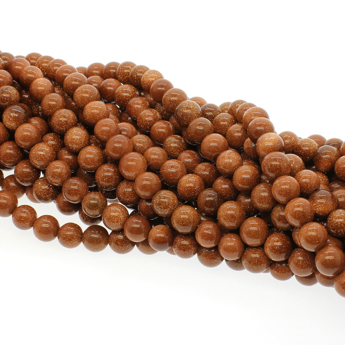Goldstein Perlen, Goldsand, rund, verschiedene Größen vorhanden, orange, Bohrung:ca. 1mm, Länge:ca. 14.9 ZollInch, verkauft von Strang