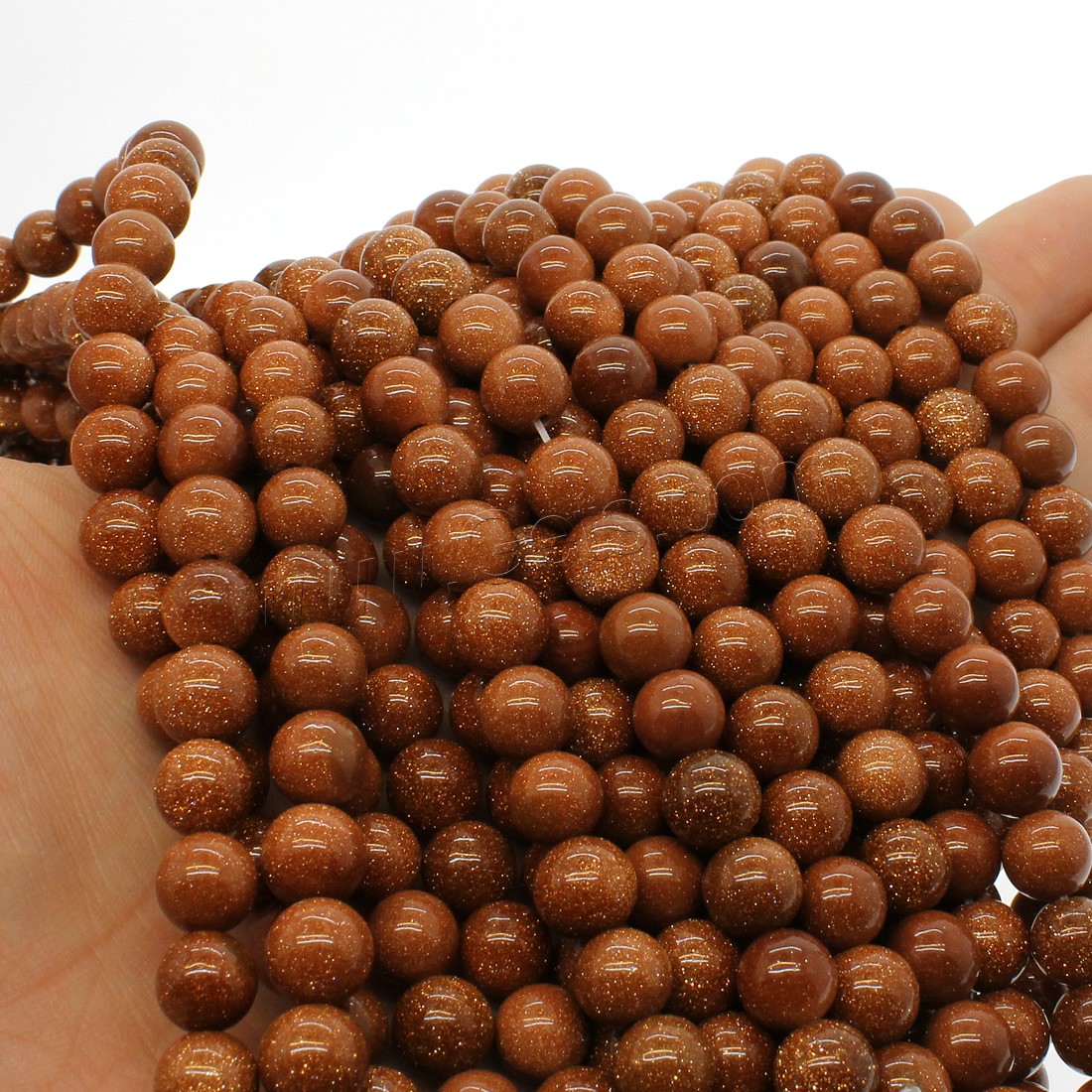 Goldstone Beads, Round, different size for choice, orange, Hole:Approx 1mm, Length:Approx 14.9 Inch, Sold By Strand