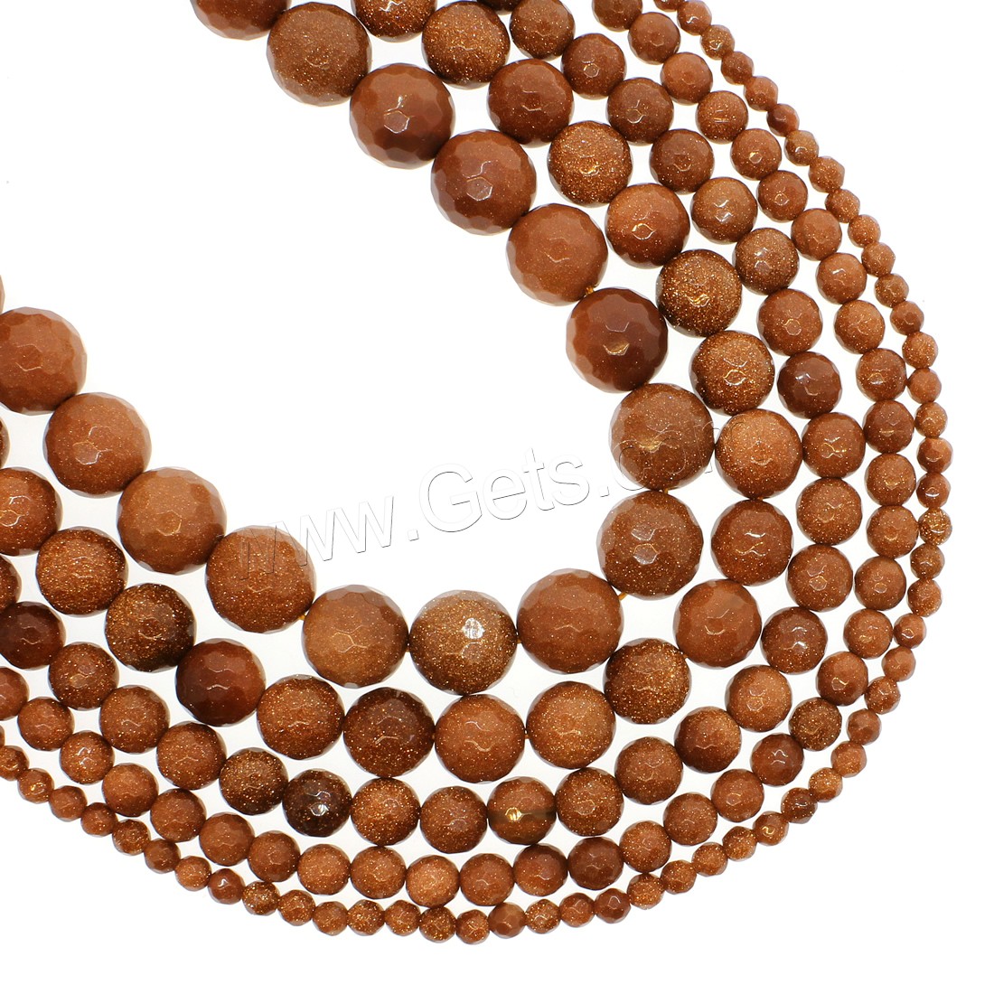Goldstone Beads, Round, different size for choice & faceted, orange, Hole:Approx 1mm, Length:Approx 14.9 Inch, Sold By Strand