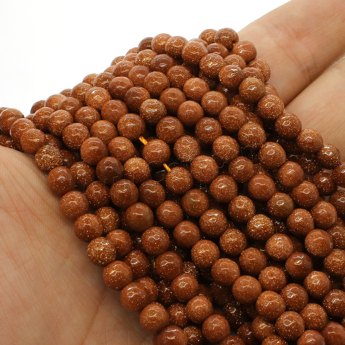 Goldstone Beads, Round, different size for choice & faceted, orange, Hole:Approx 1mm, Length:Approx 14.9 Inch, Sold By Strand