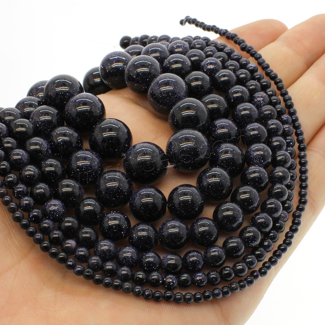 Blue Goldstone Beads, Round, different size for choice, blue, Hole:Approx 1mm, Length:Approx 14.9 Inch, Sold By Strand