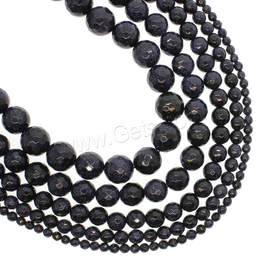 Blue Goldstone Beads, Round, different size for choice & faceted, blue, Hole:Approx 1mm, Length:Approx 14.9 Inch, Sold By Strand