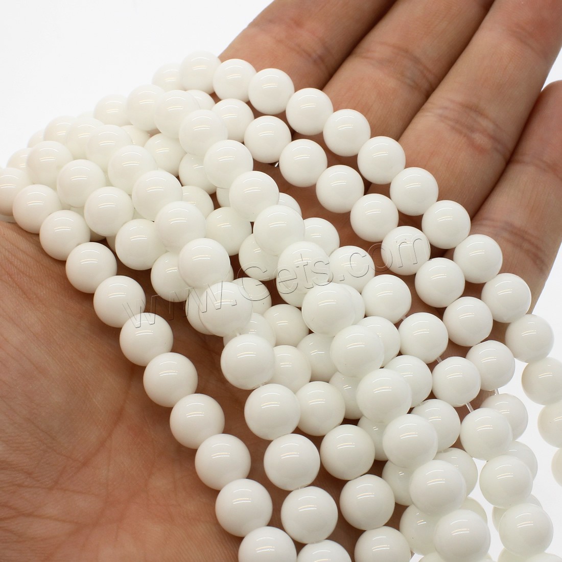 Perles en porcelaine blanche, Rond, normes différentes pour le choix, blanc, Trou:Environ 1mm, Longueur:Environ 14.9 pouce, Vendu par brin