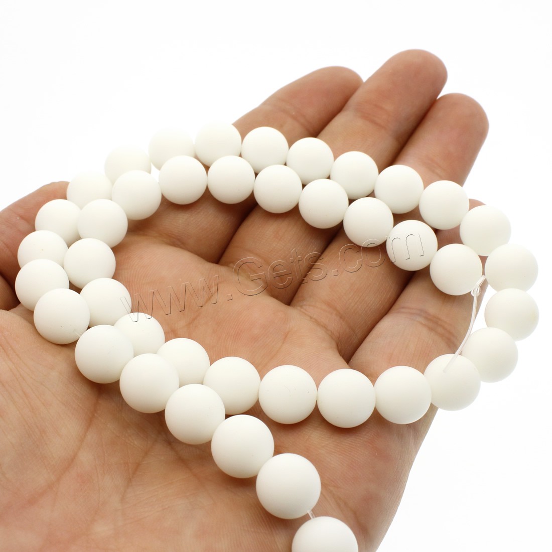 Perles en porcelaine blanche, Rond, normes différentes pour le choix & givré, blanc, Trou:Environ 1mm, Longueur:Environ 14.9 pouce, Vendu par brin