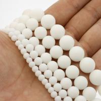 Perles en porcelaine blanche, Rond, normes différentes pour le choix & givré, blanc Environ 1mm Environ 14.9 pouce, Vendu par brin