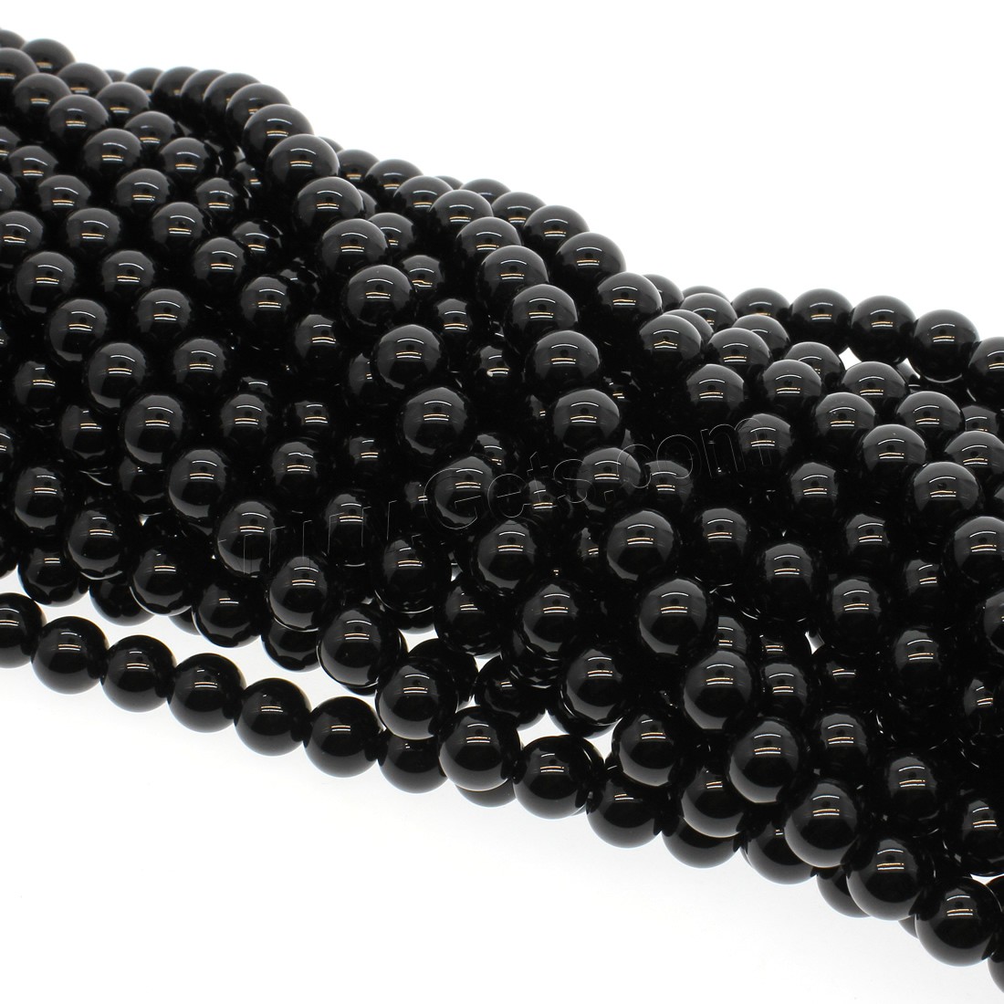 黒い石ビーズ, ブラックストーン, ラウンド形, 異なるサイズの選択, ブラック, 穴:約 1mm, 長さ:約 14.9 インチ, 売り手 ストランド