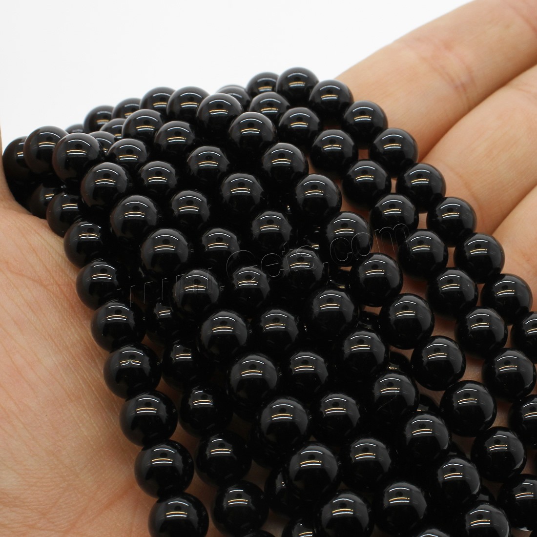 Black Stone Bead, Round, different size for choice, black, Hole:Approx 1mm, Length:Approx 14.9 Inch, Sold By Strand