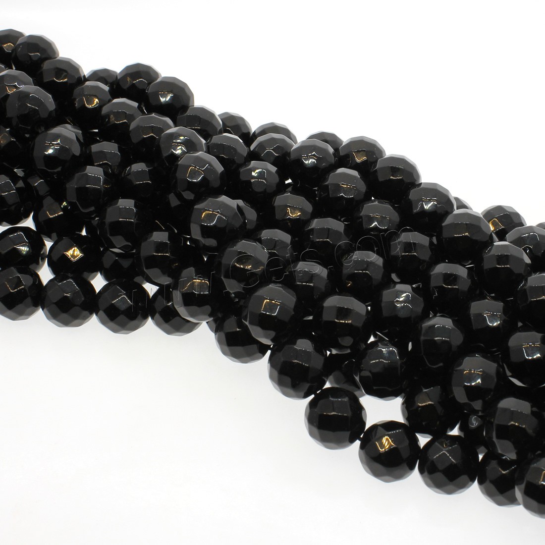 Черный камень, черный камень, Круглая, разный размер для выбора & граненый, черный, отверстие:Приблизительно 1mm, длина:Приблизительно 14.9 дюймовый, продается Strand