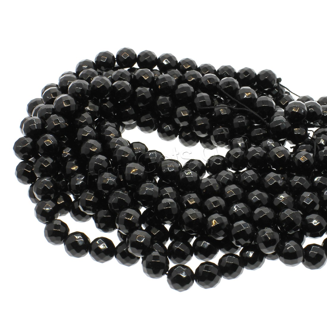 Black Stone Bead, Round, different size for choice & faceted, black, Hole:Approx 1mm, Length:Approx 14.9 Inch, Sold By Strand