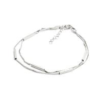 Sterling Silver Bracelets, 925 Sterling Silver, with 1.37lnch extender chain, silver color plated, adjustable & box chain & for woman Approx 6.7 Inch 