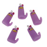 Resin Pendant, with Iron, Duck, Mini & cute & DIY, purple Approx 1.4mm 