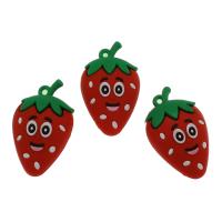 Imitation Obst Resin Anhänger, Harz, Erdbeere, Mini & Niedlich & Fruchtentwurf & DIY, rot, 50x30x19mm, Bohrung:ca. 3.3mm, 100PCs/Tasche, verkauft von Tasche