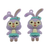 Animal Resin Pendant, Rabbit, Mini & cute & DIY, purple Approx 2.5mm 