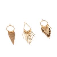 Brass Earring Drop Component, Tassel, gold color plated, vintage & DIY 