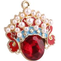 Zinc Alloy Pendant, with Plastic Pearl, gold color plated & enamel & with rhinestone 