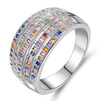 Кубическое цирконовое латунное кольцо, Латунь, с кубический цирконий, плакирован серебром, Винтаж & ювелирные изделия моды & Женский, 3mm, размер:6, продается PC