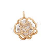 Brass Flower Pendants, Rose, gold color plated, DIY & hollow, metallic color plated, nickel, lead & cadmium free 