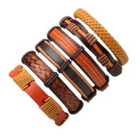 ПУ шнур браслеты, Искусственная кожа, 6 шт. & Мужская & регулируемый, длина:Приблизительно 7.5 дюймовый, продается указан