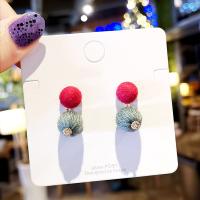 Zinc Alloy Drop Earring, plated, with fluffy ball & Korean style & for woman 31mm 