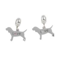 Stainless Steel European Pendants, 304 Stainless Steel, Dog, DIY & with rhinestone Approx 4mm 