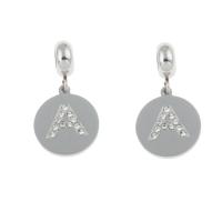 Stainless Steel European Pendants, 304 Stainless Steel, Round, DIY & with rhinestone Approx 4mm 