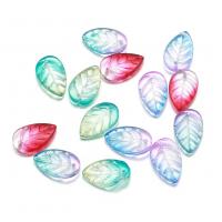 Glass Pendants, Leaf, gradient color & DIY Approx 1mm 