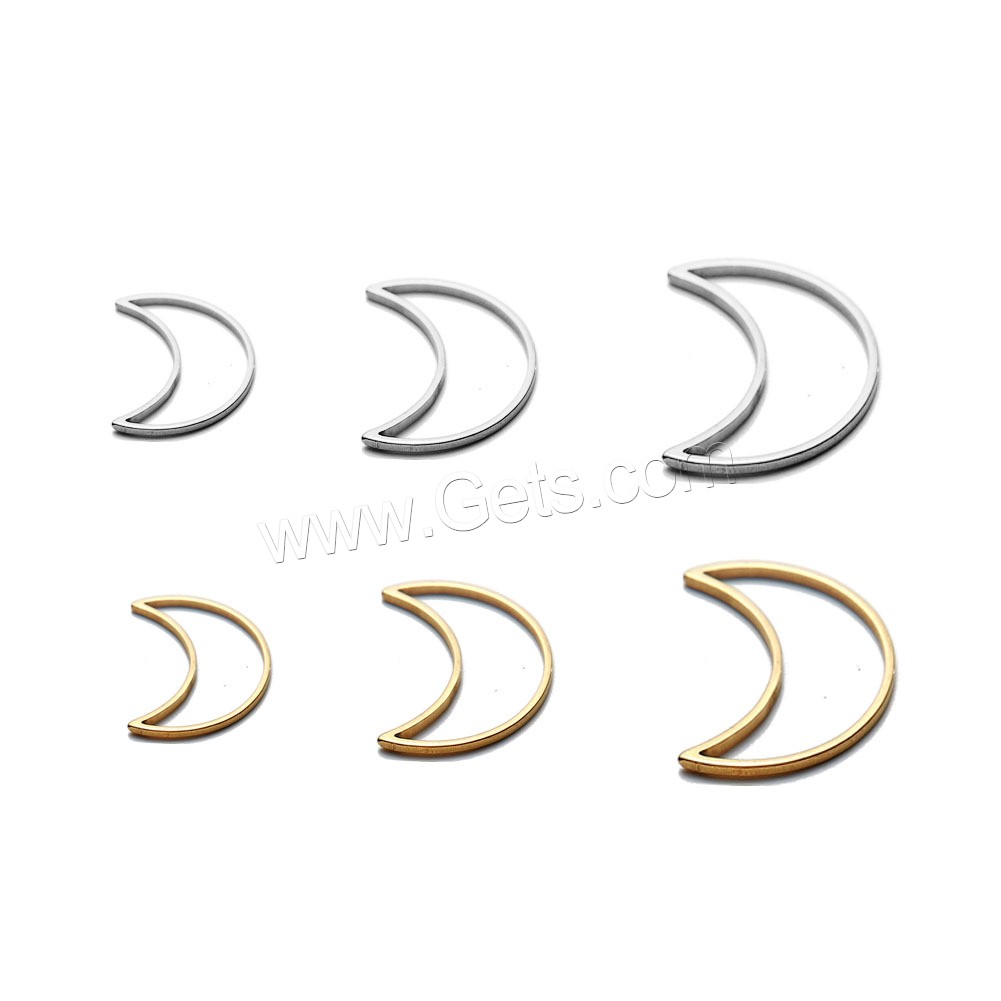 Stainless Steel Jewelry Findings, Moon, plated, different size for choice & hollow, more colors for choice, 30PCs/Bag, Sold By Bag
