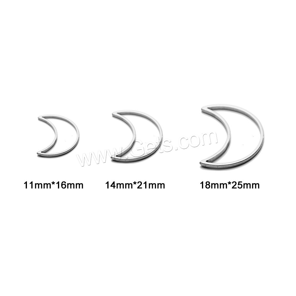 Stainless Steel Jewelry Findings, Moon, plated, different size for choice & hollow, more colors for choice, 30PCs/Bag, Sold By Bag