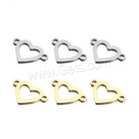 Stainless Steel Charm Connector, Heart, plated, 1/1 loop & hollow Approx 2.5mm 