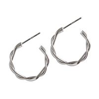 Sterling Silver Hoop Earring, 925 Sterling Silver, sterling silver post pin, platinum plated, fashion jewelry & for woman, silver color, 16mm 