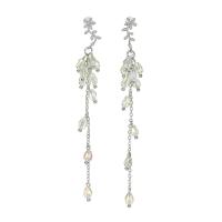 Brass Drop Earring, plated, fashion jewelry & for woman & with cubic zirconia 