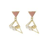 Brass Drop Earring, with 925 Sterling Silver, plated, fashion jewelry & for woman, golden 