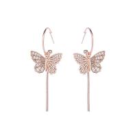 Brass Drop Earring, with 925 Sterling Silver, plated, fashion jewelry & for woman & with cubic zirconia 
