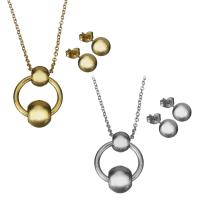 Fashion Stainless Steel Jewelry Sets, Stud Earring & necklace, with 2Inch extender chain, plated, oval chain & for woman 1.5mm Approx 18 Inch 
