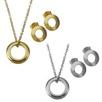 Fashion Stainless Steel Jewelry Sets, Stud Earring & necklace, with 2Inch extender chain, plated, oval chain & for woman 1.5mm Approx 18 Inch 