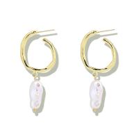 Zinc Alloy Drop Earring, with Plastic Pearl, gold color plated, lightening & fashion jewelry & for woman, 51*22mm 