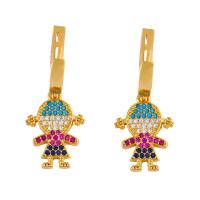 Brass Drop Earring, gold color plated & for woman & with cubic zirconia, 31*12mm,30*11mm 