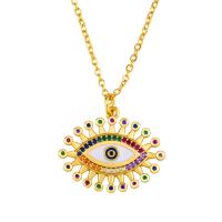 Brass Cubic Zirconia Necklace, gold color plated & for woman & enamel & with cubic zirconia, 25*20mm Inch 
