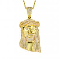 Brass Cubic Zirconia Necklace, with Cubic Zirconia, Crucifix, plated, French Rope Chain & for man 92*42mm Inch 