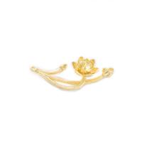 Brass Flower Pendants, Lotus, gold color plated, Korean style & DIY, metallic color plated, nickel, lead & cadmium free 