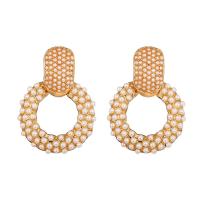 Zinc Alloy Drop Earring, with Glass Pearl, plated, fashion jewelry & for woman, nickel, lead & cadmium free 