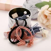 Rubber Band Hair Jewelry Set, hair jewelry elastic, with Plastic Pearl, fashion jewelry & for woman 