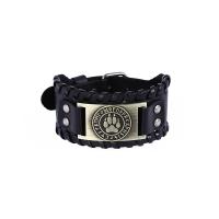 PU Leather Bracelet, with Zinc Alloy, plated, Unisex & adjustable & with letter pattern Approx 7.5 Inch 