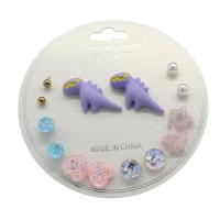 Resin Stud Earring, with ABS Plastic Pearl, 7 pieces & for woman - 