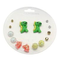 Resin Stud Earring, 7 pieces & for woman & with rhinestone - 