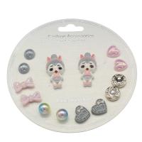 Resin Stud Earring, with ABS Plastic Pearl, 7 pieces & for woman - 