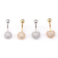 Stainless Steel Belly Ring & for woman & with rhinestone, 9.5mm,10.5mm 