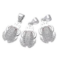 Cubic Zirconia Micro Pave Brass Pendant, Toad, platinum color plated, micro pave cubic zirconia Approx 3.5mm 