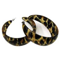 clou d'oreille acrylique, acier inoxydable puce boucle d'oreille, Placage, Vintage & pour femme & motif léopard, plus de couleurs à choisir, 57mm, Vendu par paire