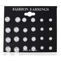Plastic Pearl Stud Earring Set, Stud Earring, with Crystal & Zinc Alloy, plated, fashion jewelry & for woman, 4mm,7MM,10MM 